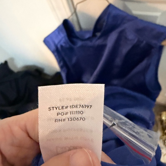 Blue Satin Mock Neck Maxi Dress - Picture 13 of 14